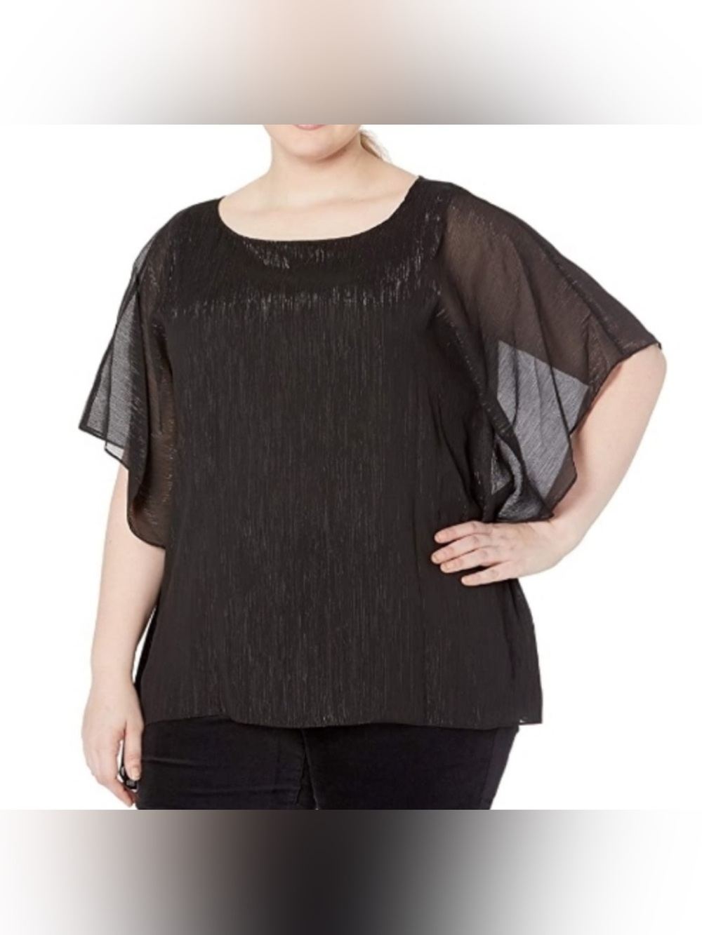 Michael Kors Shimmer Flutter Top, Size L/XL